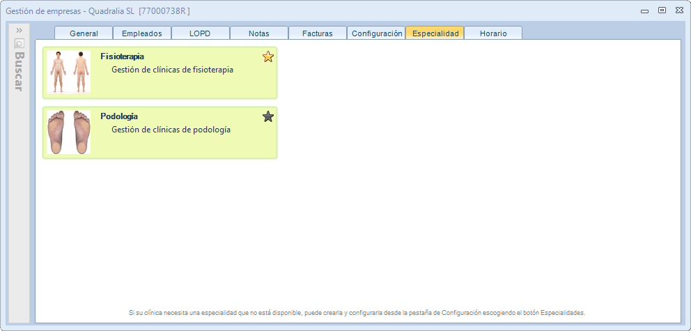 Especialidades empresa